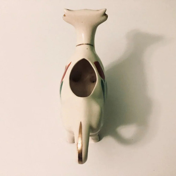 Vintage Ceramic Cow Creamer Red Tulip  Figurine 8 Inch Long - Picture 16 of 16